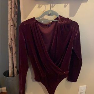 Cranberry velvet body suit